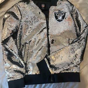 NFL Raiders Silver and Black Sequin Jacket